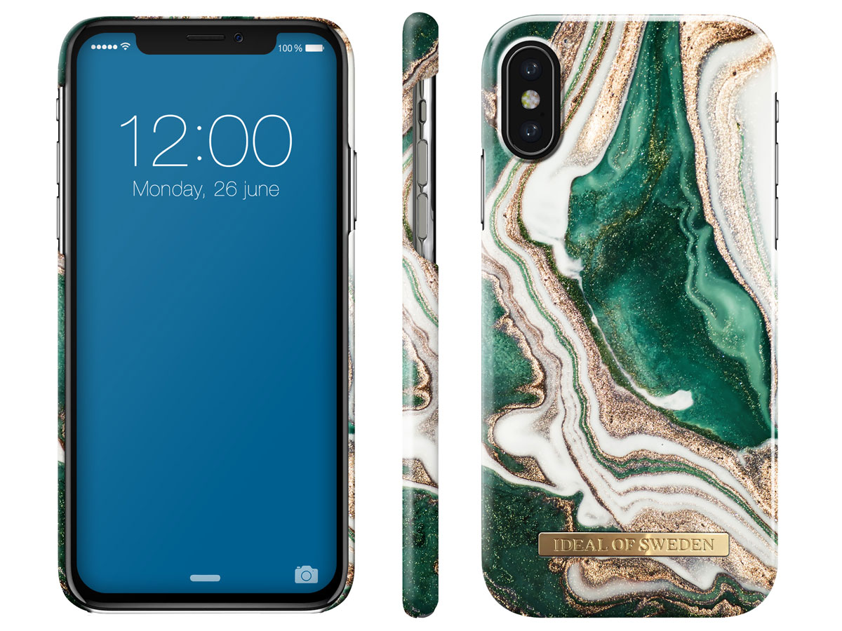 iDeal of Sweden Case Golden Jade Marble - iPhone X/Xs hoesje