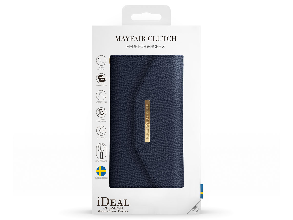 iDeal of Sweden Mayfair Clutch Navy - iPhone X/Xs Hoesje