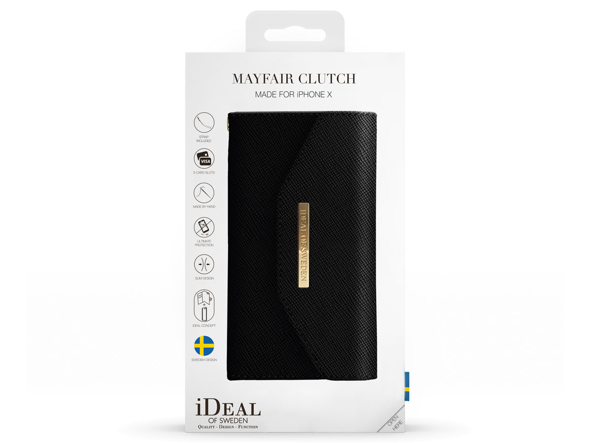 iDeal of Sweden Mayfair Clutch Zwart - iPhone X/Xs Hoesje