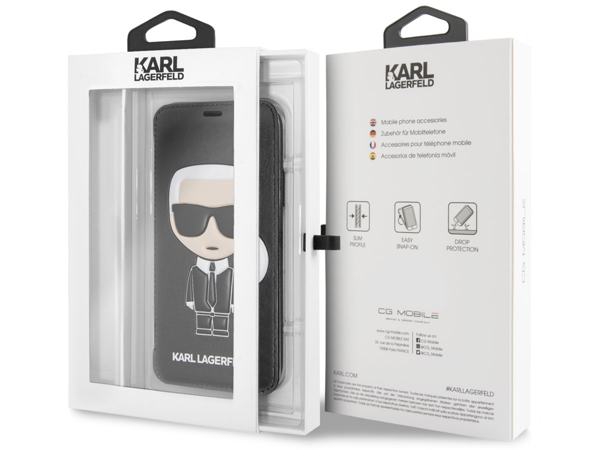 Karl Lagerfeld Iconic Bookcase Zwart - iPhone X/Xs hoesje