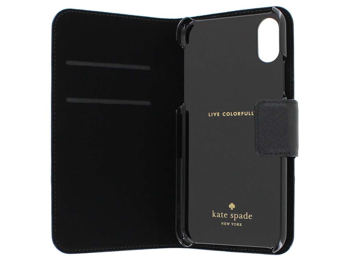 Kate Spade Leather Wrap Folio Zwart - iPhone X/Xs Hoesje