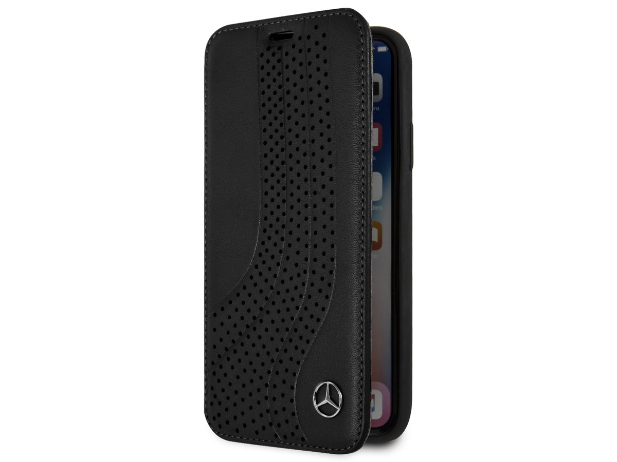 Mercedes-Benz Bookcase Zwart Leer - iPhone X/Xs hoesje