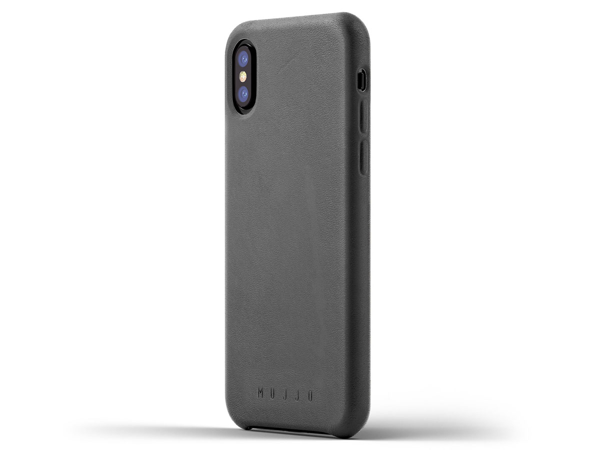 Mujjo Full Leather Case Grijs - iPhone X/Xs hoesje