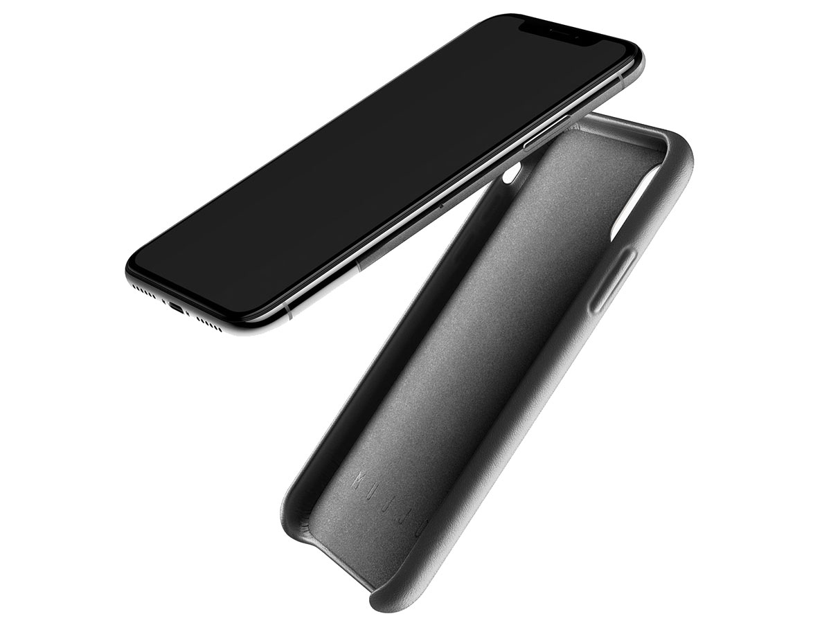 Mujjo Full Leather Case Grijs - iPhone X/Xs hoesje