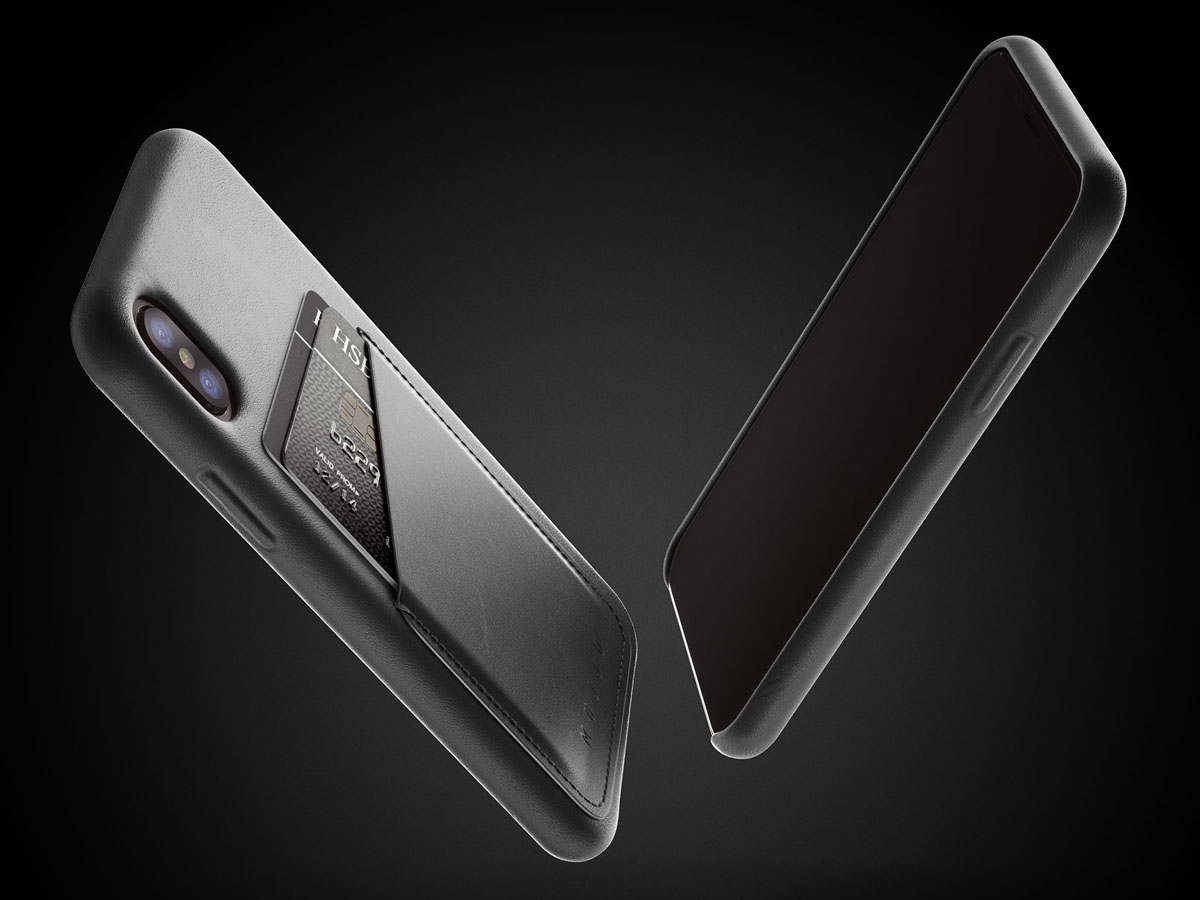 Mujjo Full Leather Wallet Case Grey - iPhone X/Xs hoesje