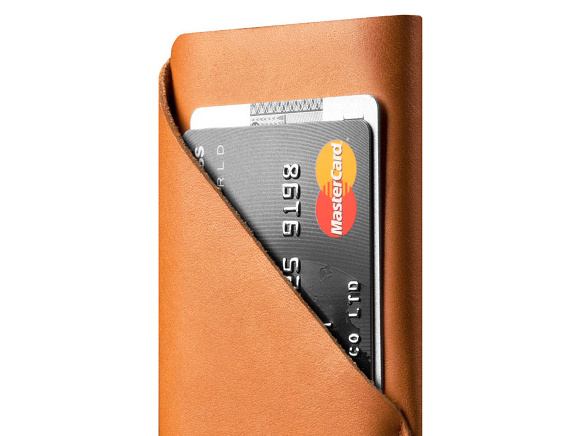Mujjo Leather Wallet Sleeve Tan - iPhone X/Xs hoesje