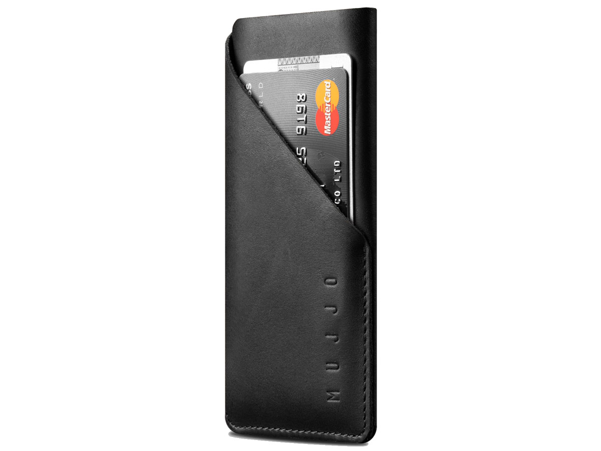 Mujjo Leather Wallet Sleeve Zwart - iPhone X/Xs hoesje