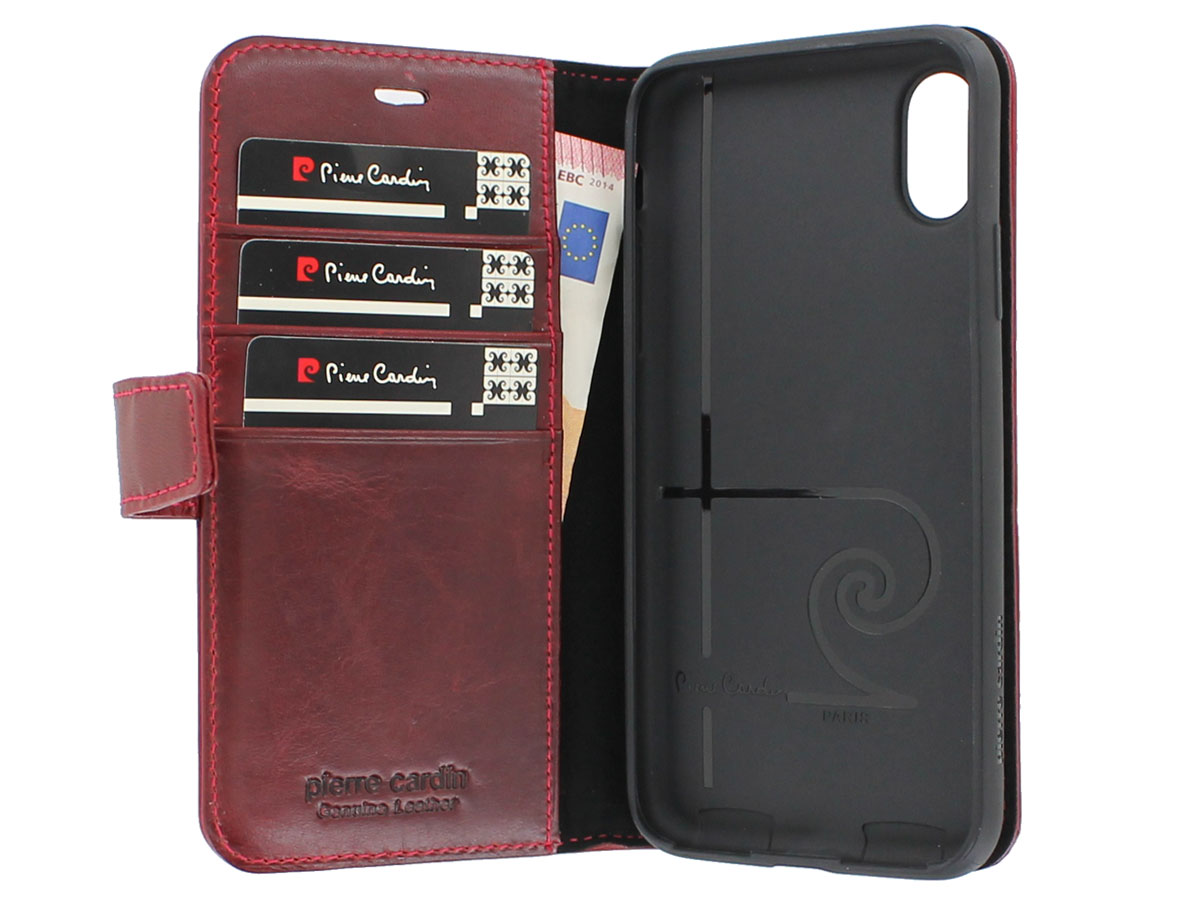 Pierre Cardin Bookcase Rood - Leren iPhone X/Xs hoesje