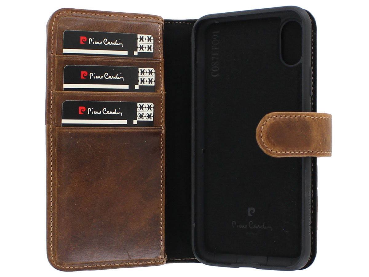 Pierre Cardin Wallet Case Bruin - Leren iPhone X/Xs hoesje