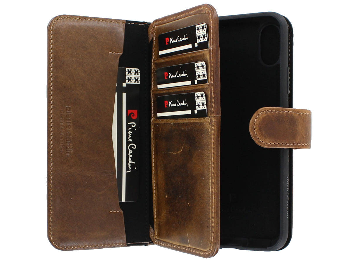 Pierre Cardin Wallet Case Bruin - Leren iPhone X/Xs hoesje