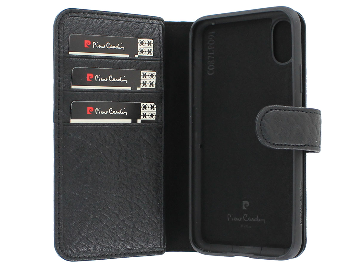 Pierre Cardin Wallet Case Zwart - Leren iPhone X/Xs hoesje