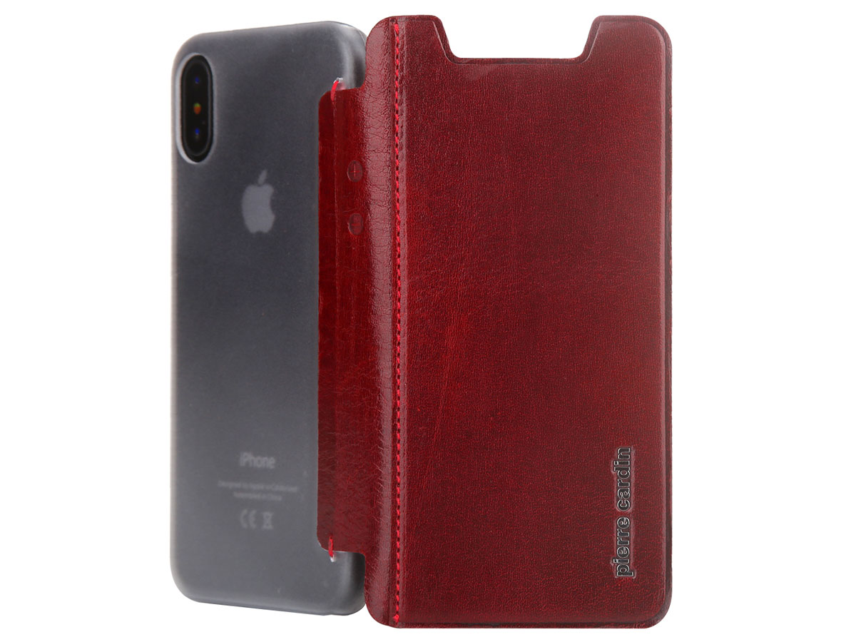 Pierre Cardin Slim Bookcase Rood - iPhone X/Xs hoesje