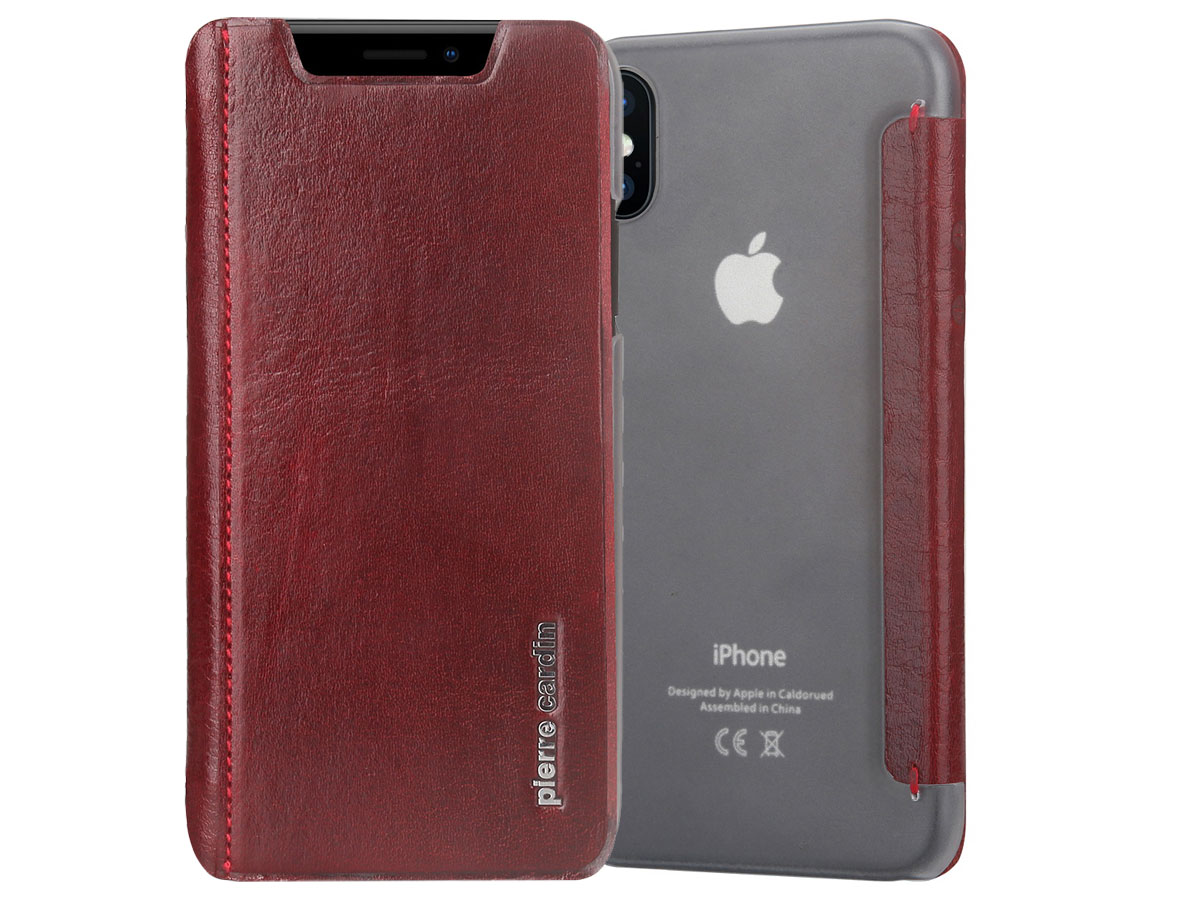 Pierre Cardin Slim Bookcase Rood - iPhone X/Xs hoesje