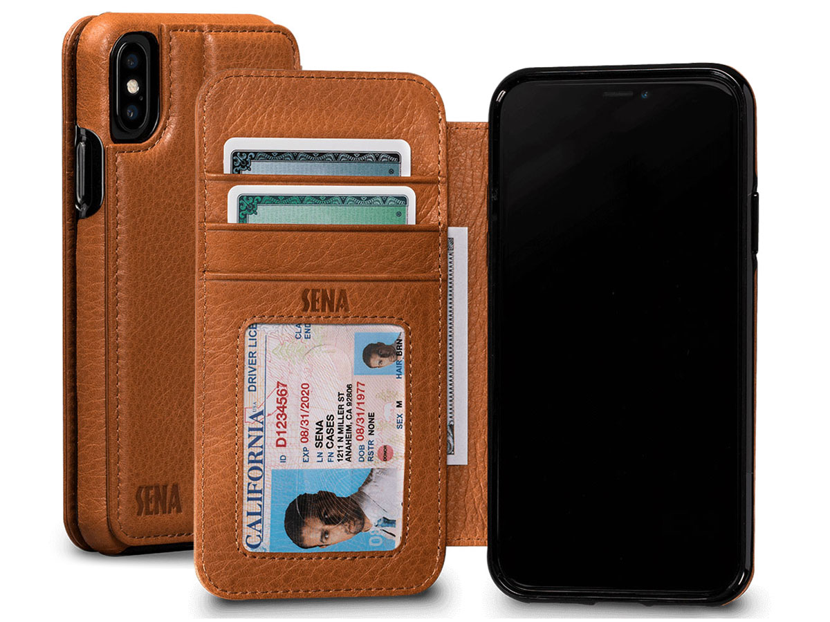 Sena Bence Wallet Book Case Bruin - iPhone X/Xs hoesje