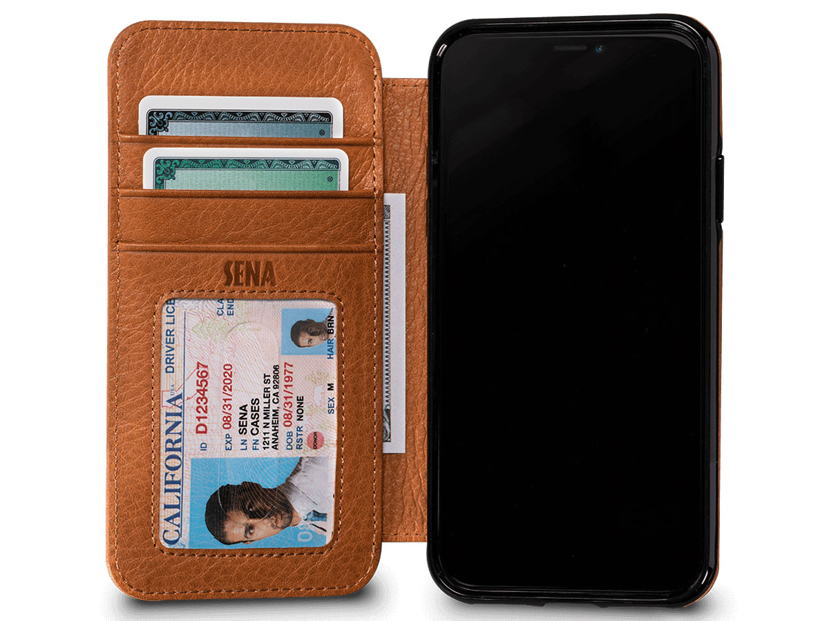 Sena Bence Wallet Book Case Bruin - iPhone X/Xs hoesje