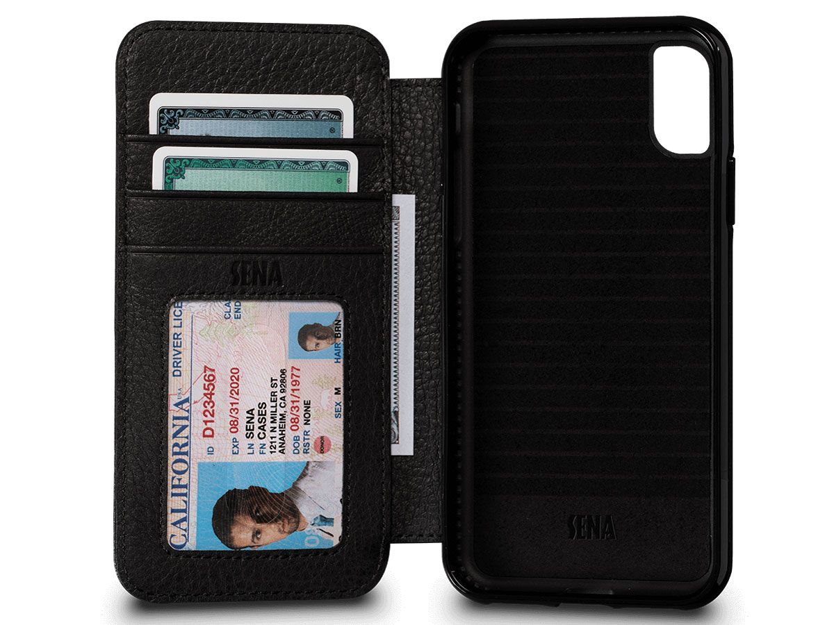 Sena Bence Wallet Book Case Zwart - iPhone X/Xs hoesje