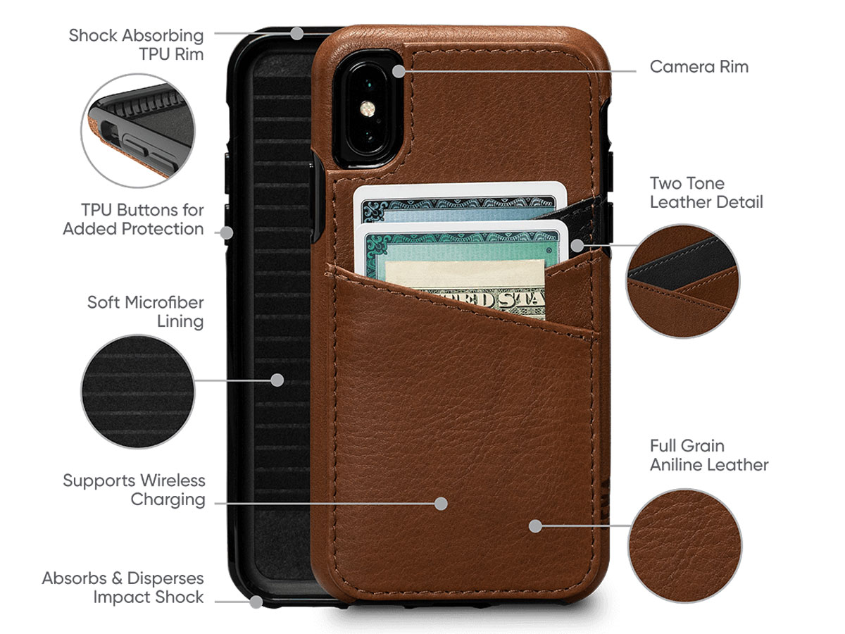 Sena Deen Lugano Wallet Case Bruin - iPhone X/Xs hoesje