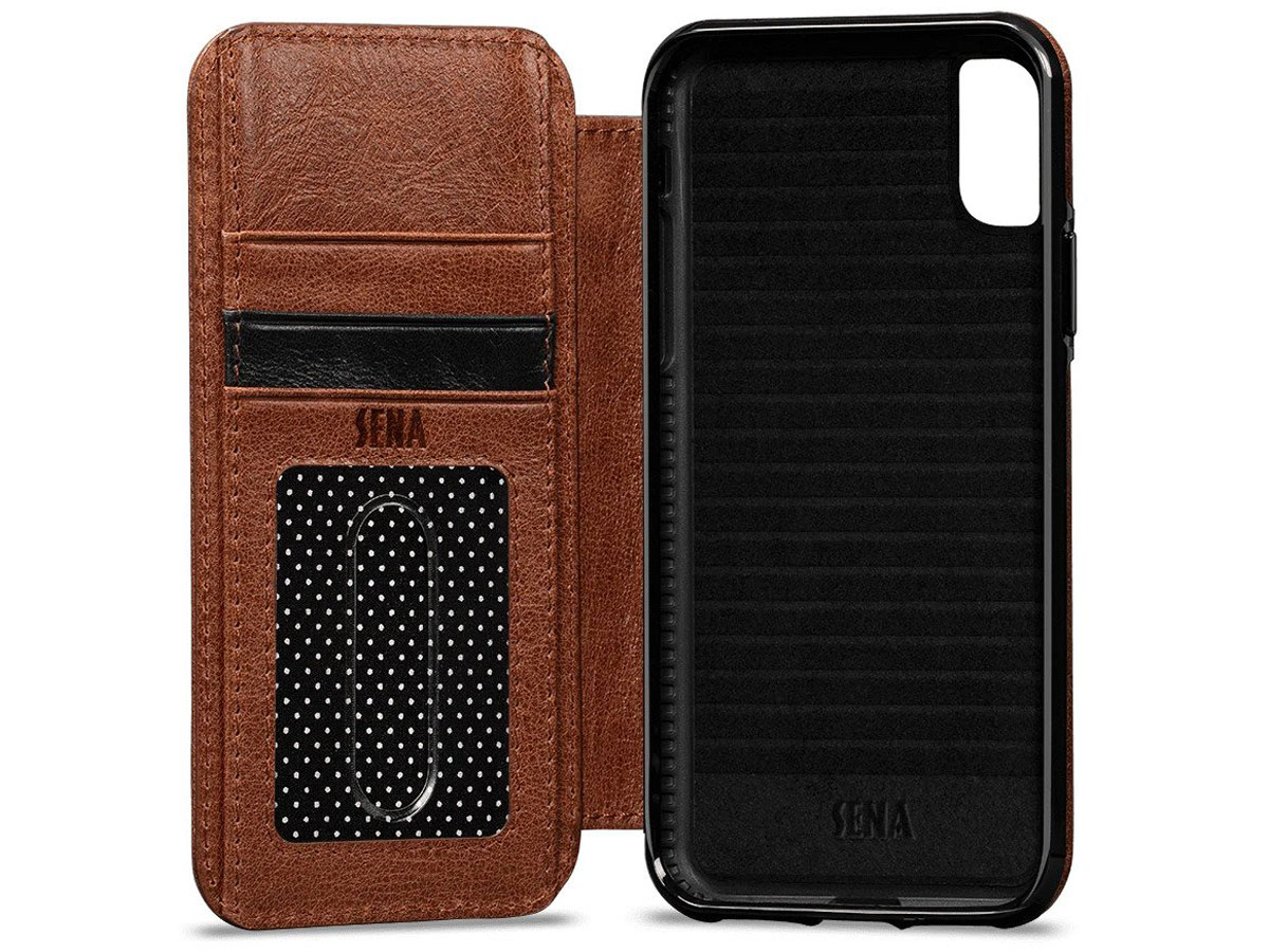 Sena Deen Wallet Book Cognac - iPhone X/Xs Hoesje Leer