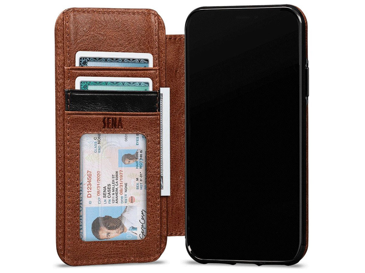 Sena Deen Wallet Book Cognac - iPhone X/Xs Hoesje Leer