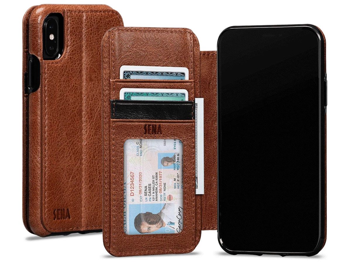 Sena Deen Wallet Book Cognac - iPhone X/Xs Hoesje Leer