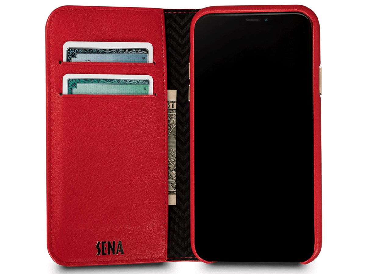 Sena Isa WalletBook Rood Leer - iPhone X/Xs hoesje