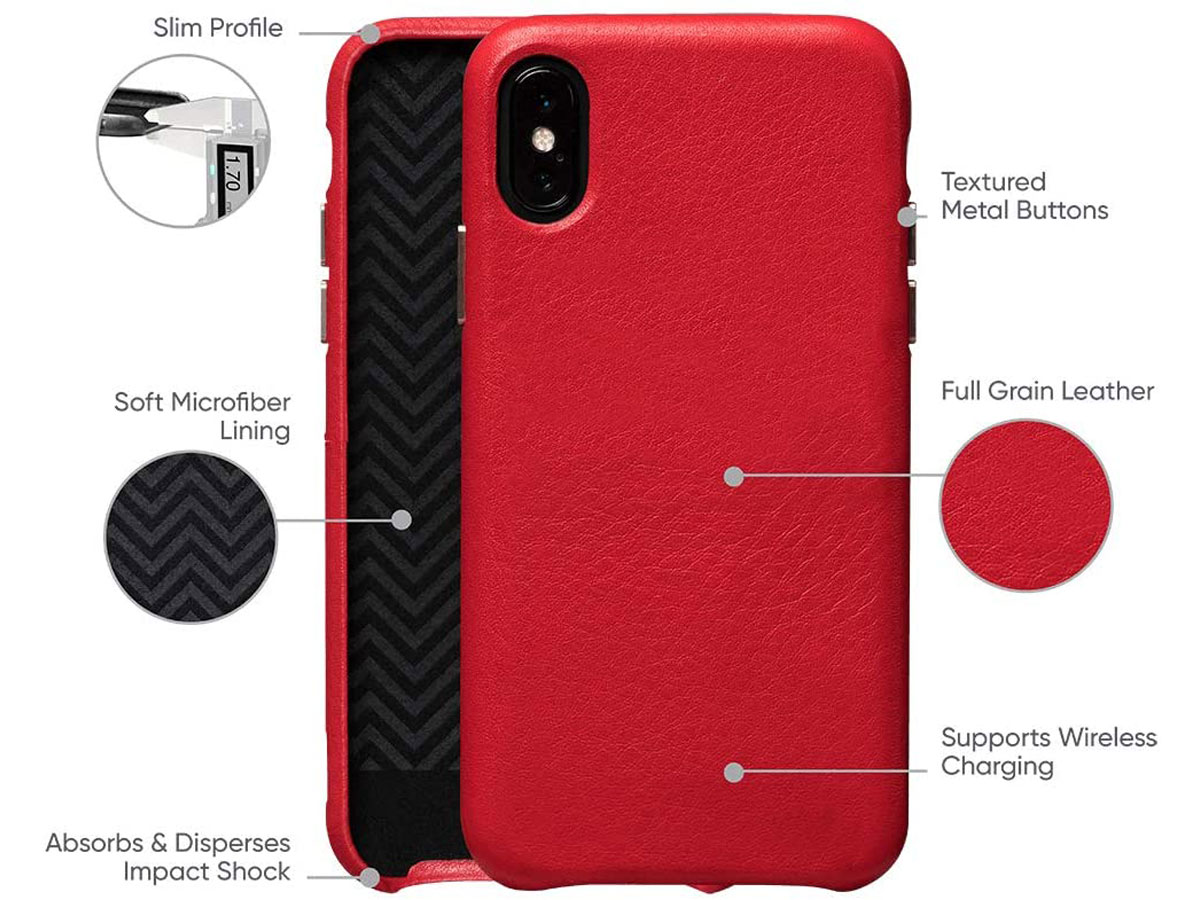 Sena Leather Skin Case Rood - iPhone X/Xs Hoesje Leer