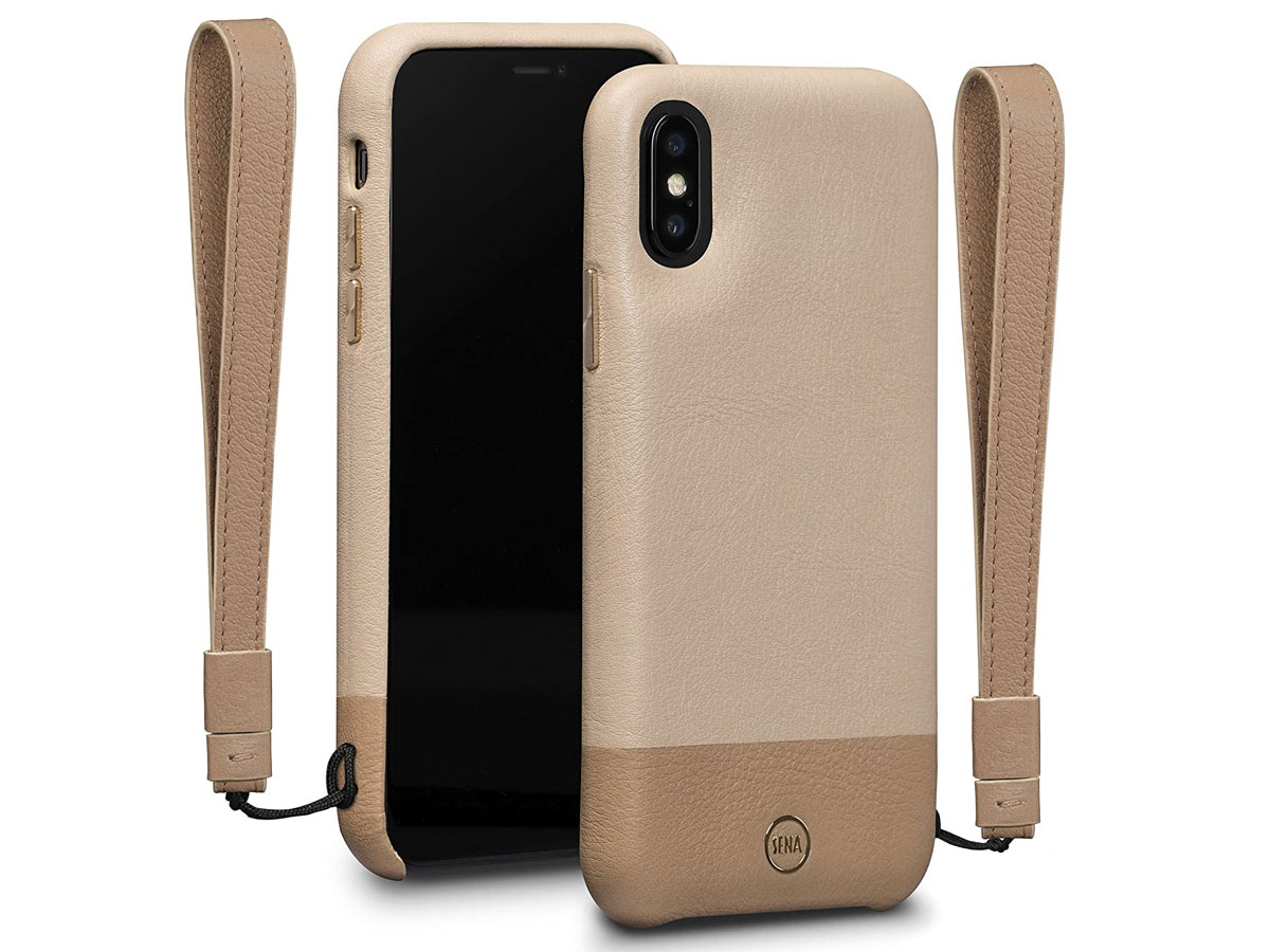 Sena Leather Wristlet Case Beige - iPhone X/Xs Hoesje