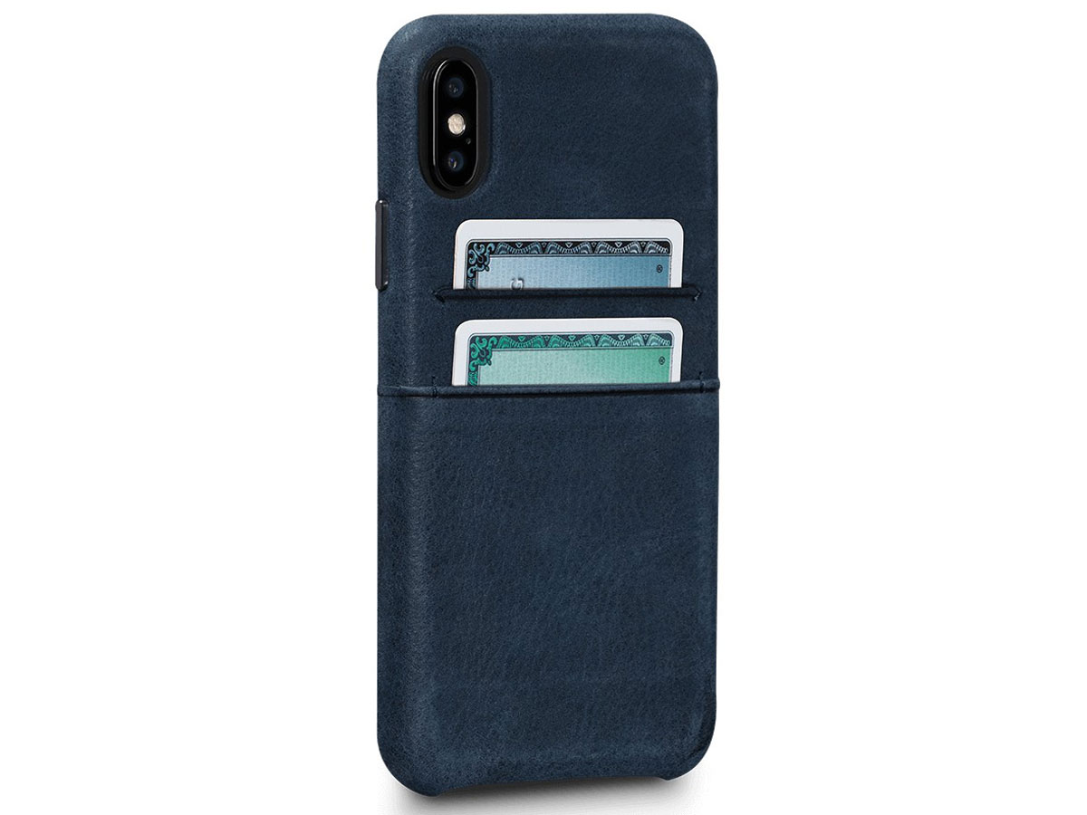 Thriller dealer Stoutmoedig Sena SnapOn Wallet Case Blauw Leer | iPhone X/Xs Hoesje