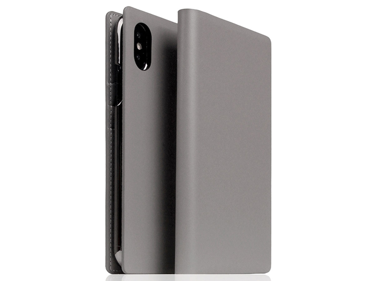 SLG Design D5 Calf Skin Grijs Leer - iPhone X/Xs hoesje