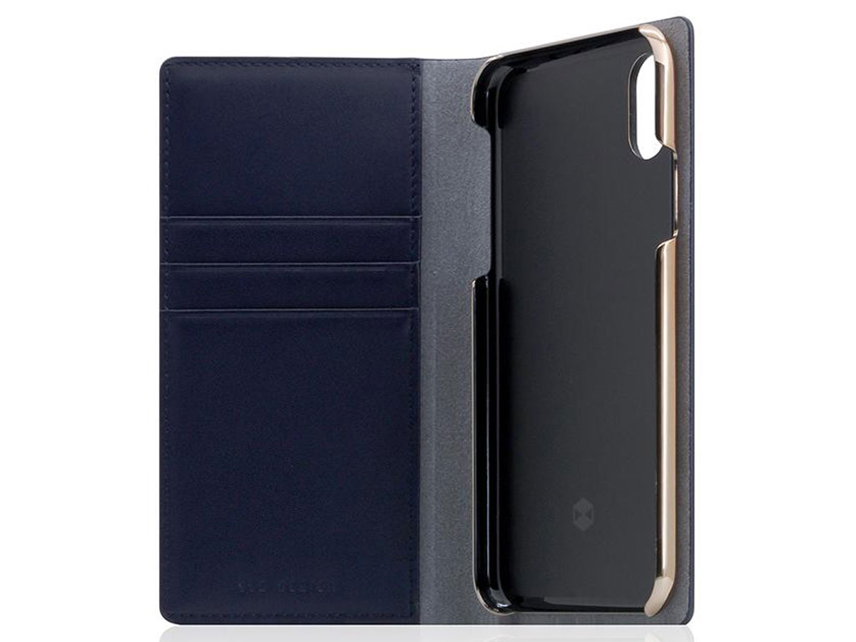 SLG Design D5 CSL Metal Navy - Leren iPhone SE / 8 / 7 hoesje