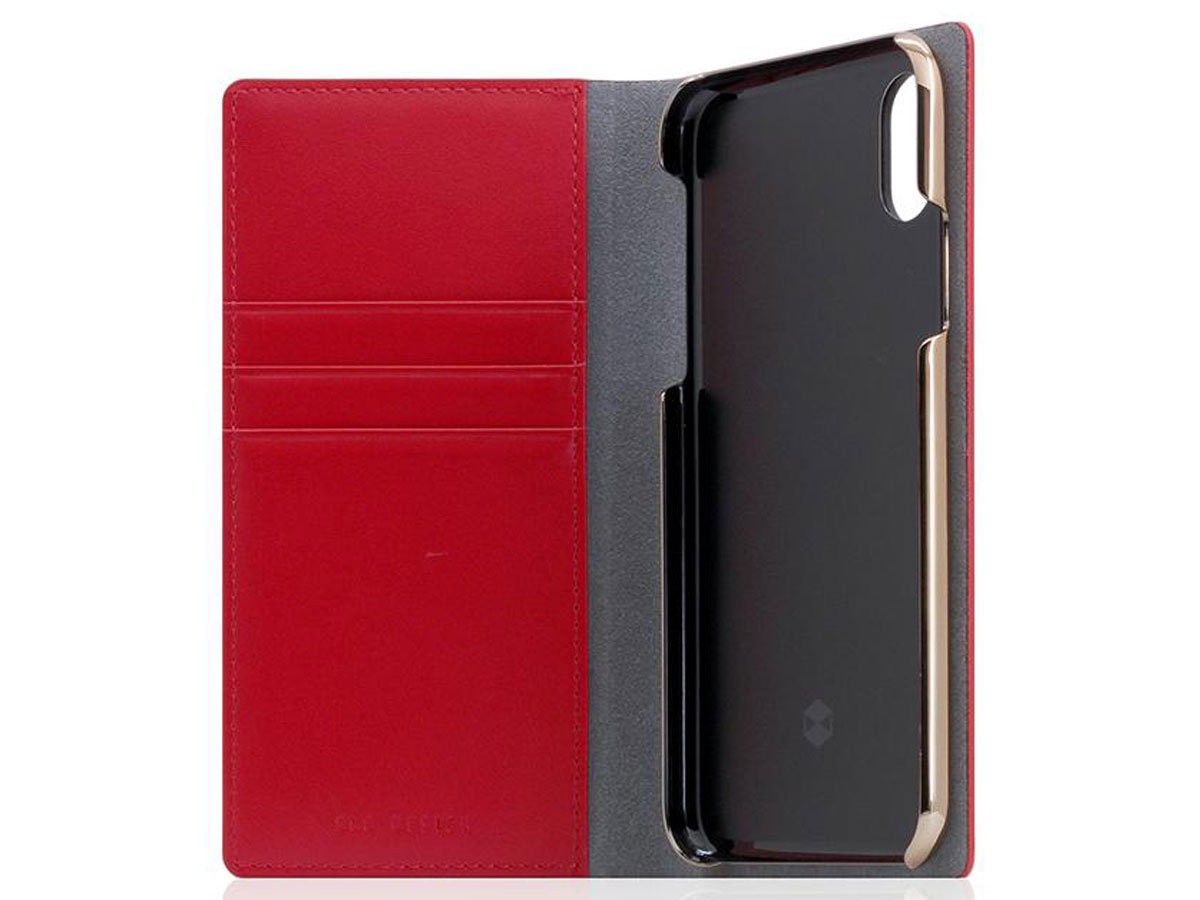 SLG Design D5 CSL Metal Red - Leren iPhone X/Xs hoesje