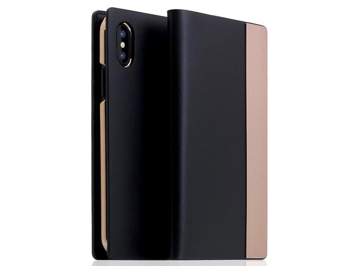 SLG Design D5 CSL Metal Black - Leren iPhone X/Xs hoesje