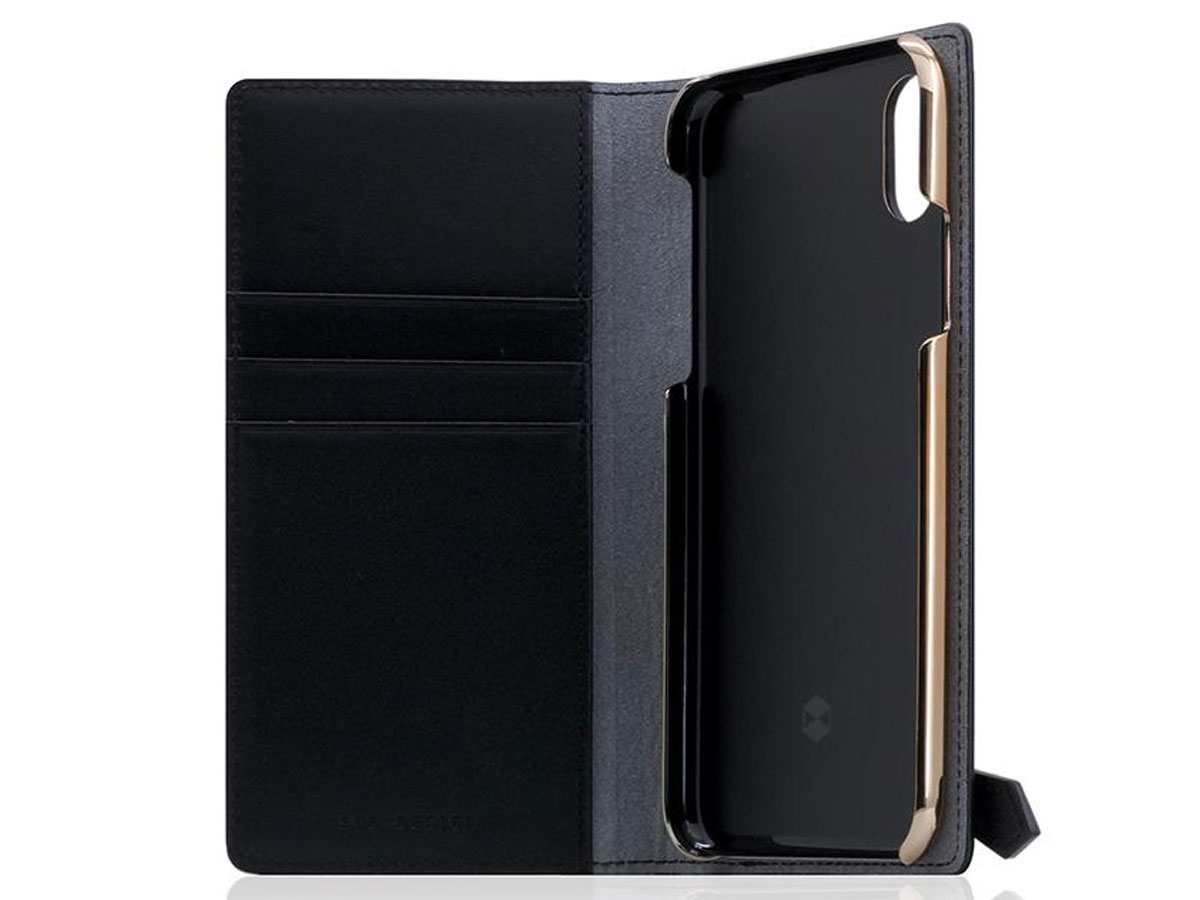 SLG Design D5 CSL Zipper Black - Leren iPhone X/Xs hoesje
