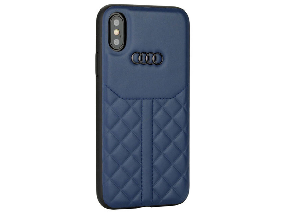 Audi Q8 Series Case Blauw Leer - iPhone XR hoesje