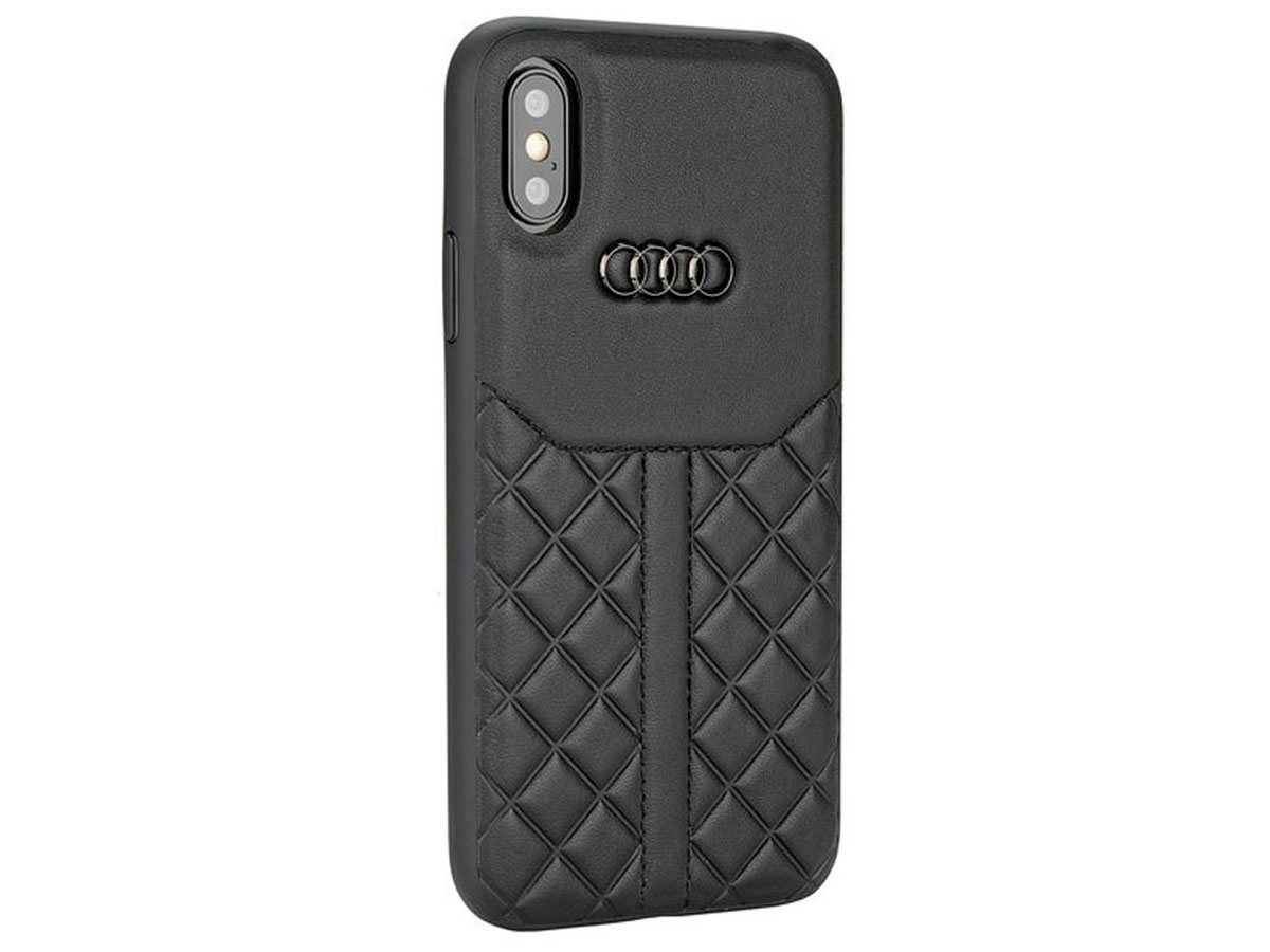 Audi Q8 Series Case Zwart Leer - iPhone XR hoesje