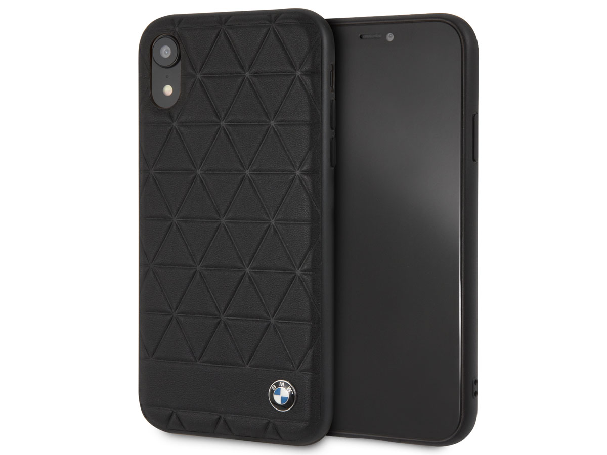 BMW Hexagon Case Zwart Leer - iPhone XR hoesje