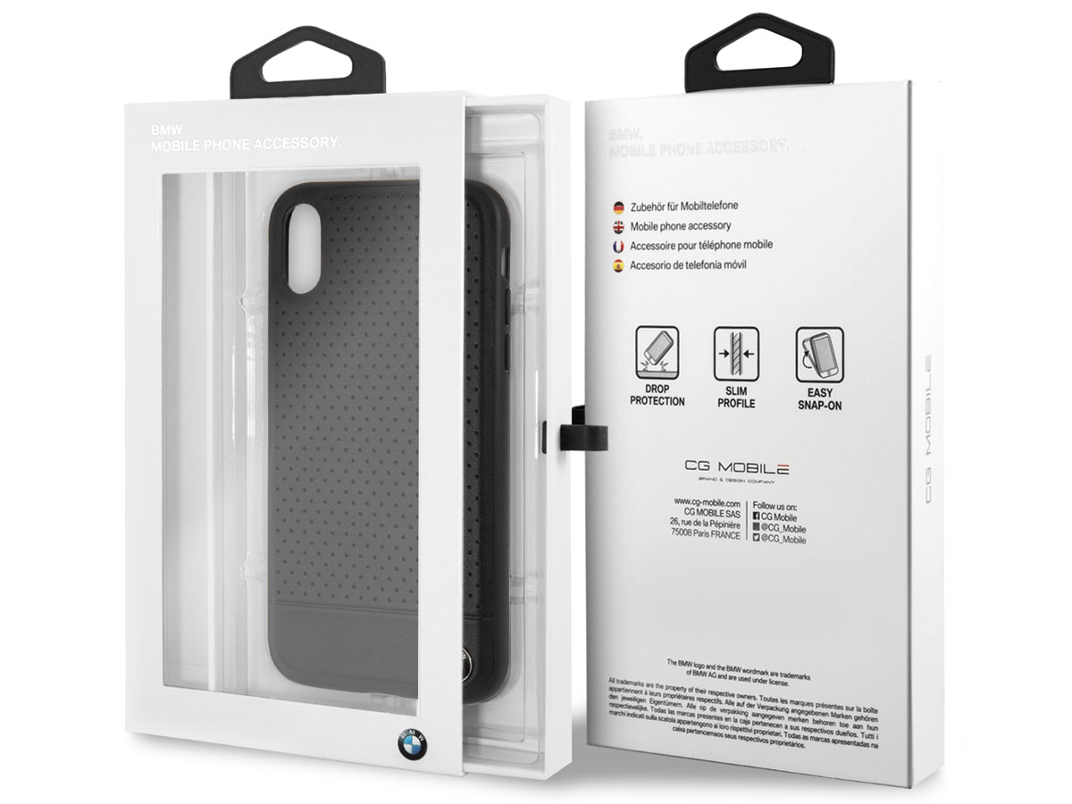 BMW Parforated Case Zwart Leer - iPhone XR hoesje