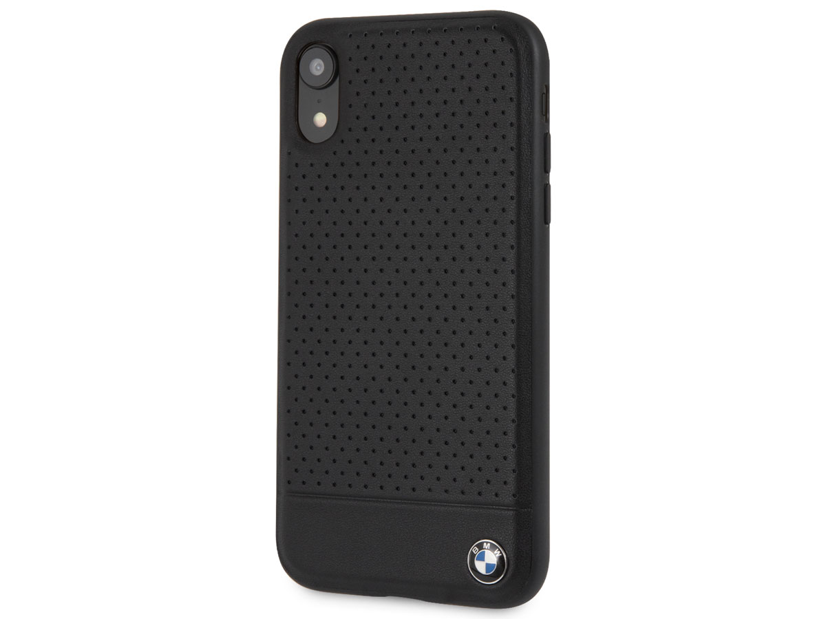 BMW Parforated Case Zwart Leer - iPhone XR hoesje