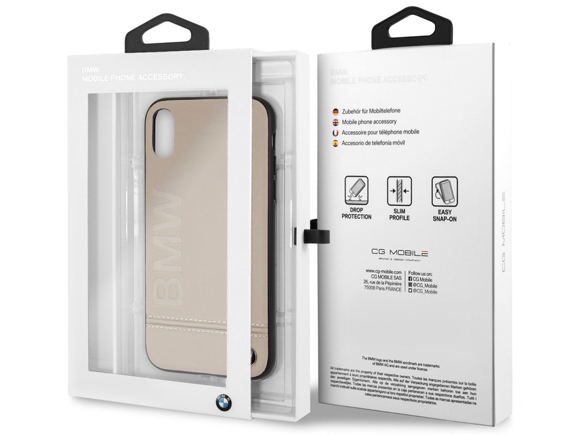 BMW Signature Case Taupe Leer - iPhone XR hoesje