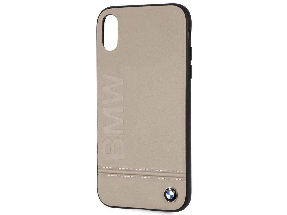 BMW Signature Case Taupe Leer - iPhone XR hoesje