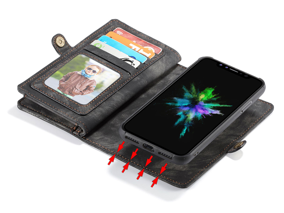 CaseMe 2in1 Wallet Ritsvak Case Zwart - iPhone XR Hoesje
