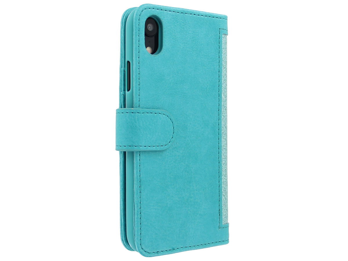 Glitsie Zip Case met Rits Turquoise - iPhone XR hoesje