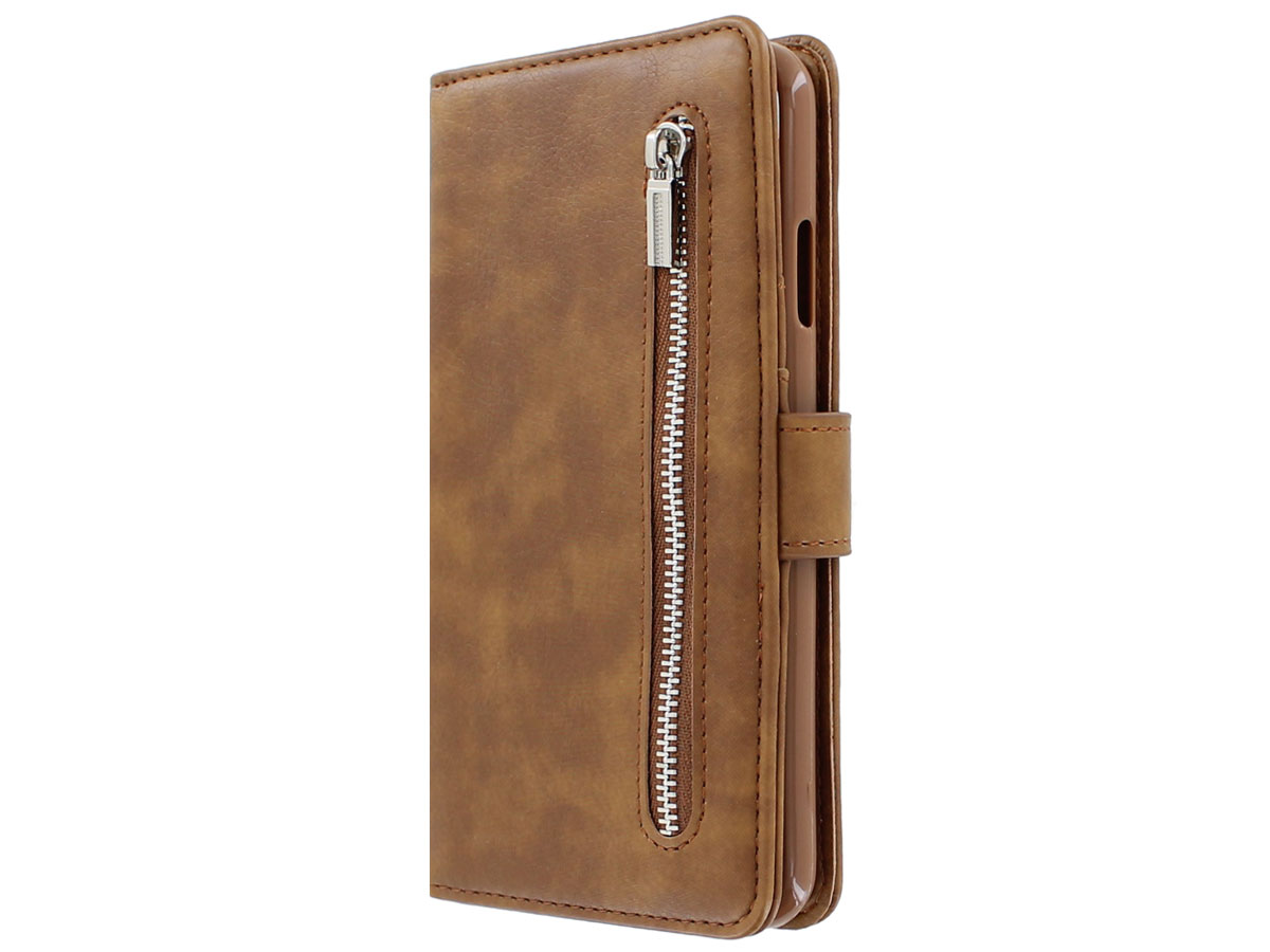 Zip Wallet Case Bruin - iPhone XR hoesje