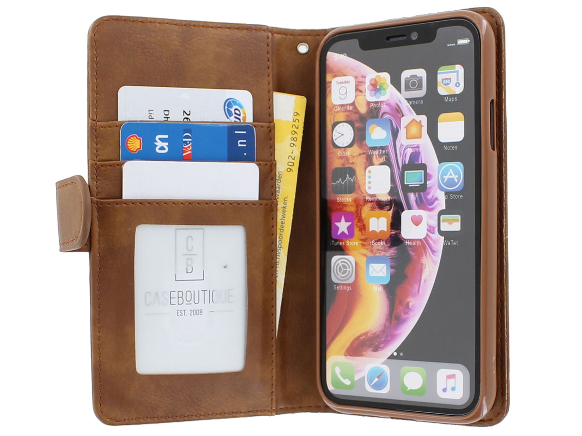 Zip Wallet Case Bruin - iPhone XR hoesje