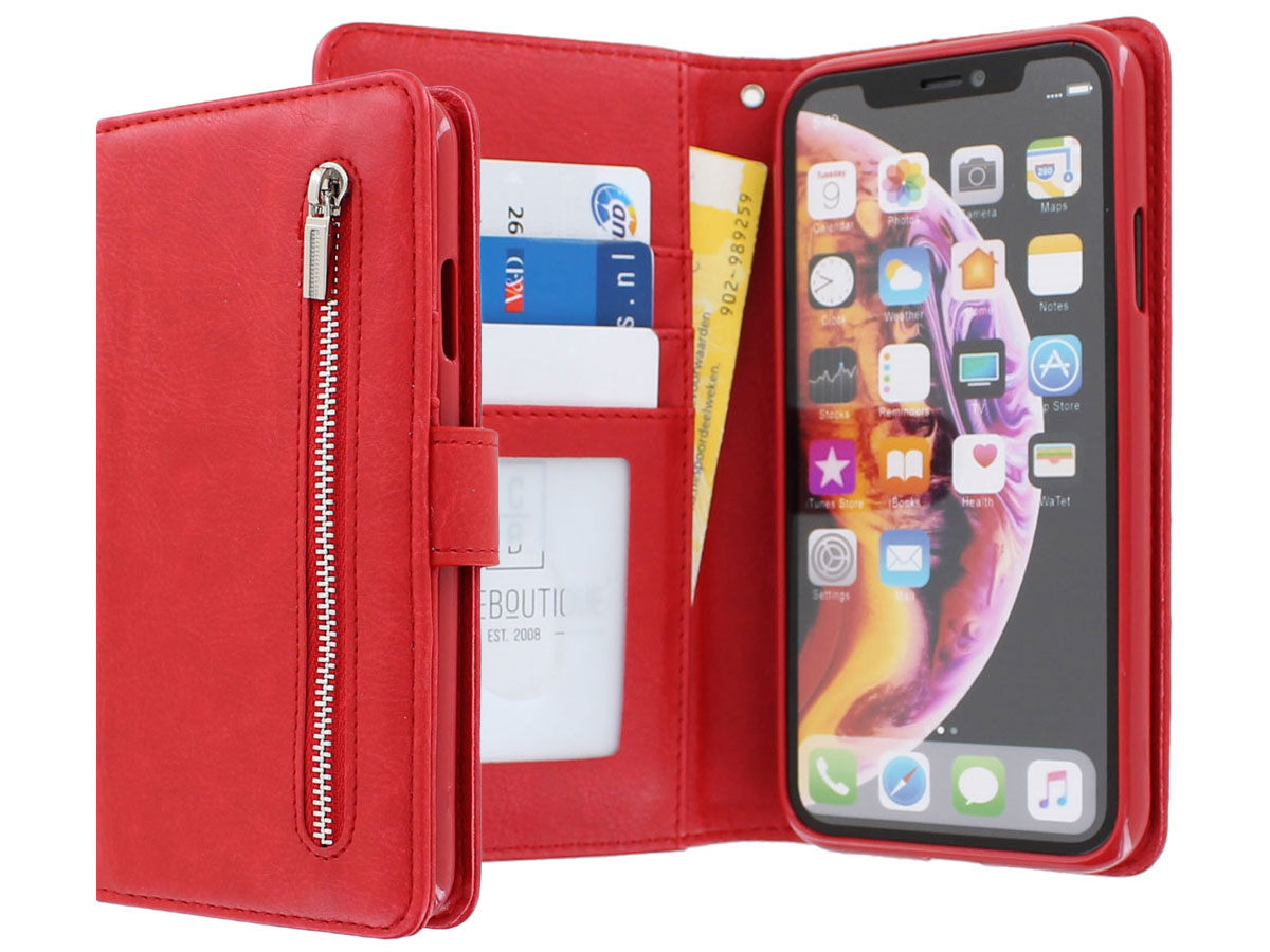 Zip Wallet Case Rood - iPhone XR hoesje
