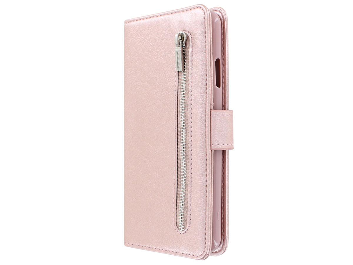 Zip Wallet Case Rosé Goud - iPhone XR hoesje