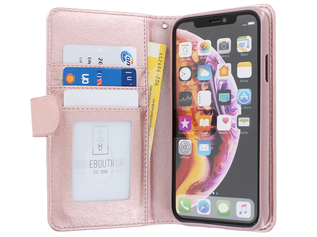 Zip Wallet Case Rosé Goud - iPhone XR hoesje