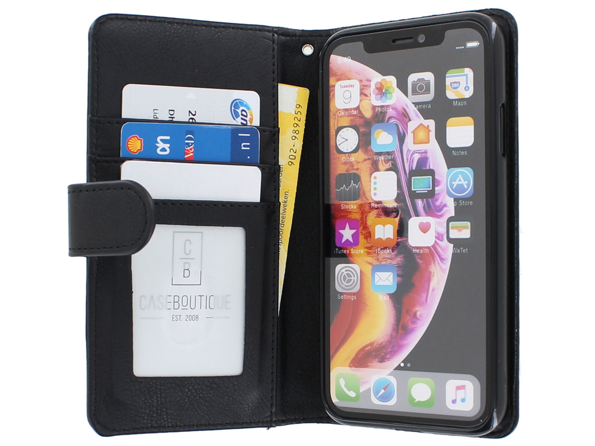 Zip Wallet Case Zwart - iPhone XR hoesje