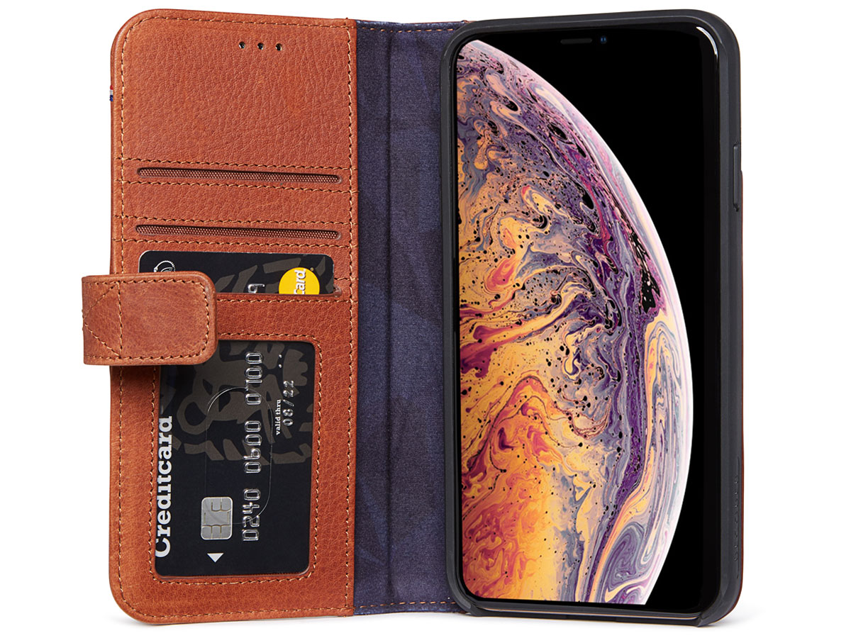 Decoded Drop Protection Wallet Bruin Leer - iPhone XR Hoesje