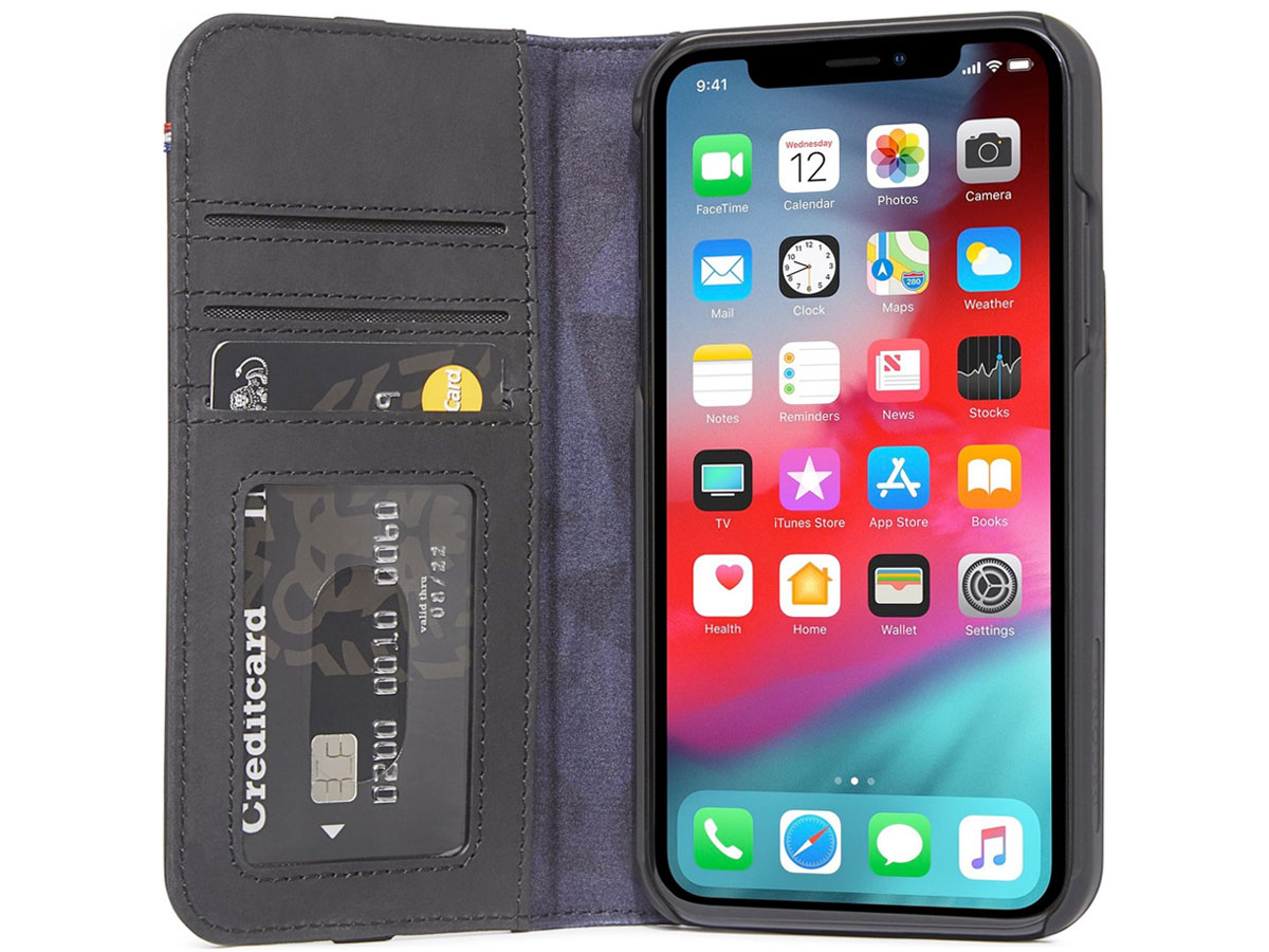 Decoded Leather Wallet Case Zwart Leer - iPhone XR Hoesje